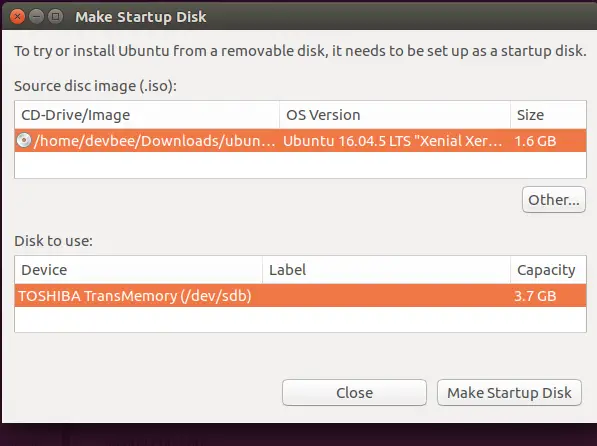 install startup disk creator ubuntu 18