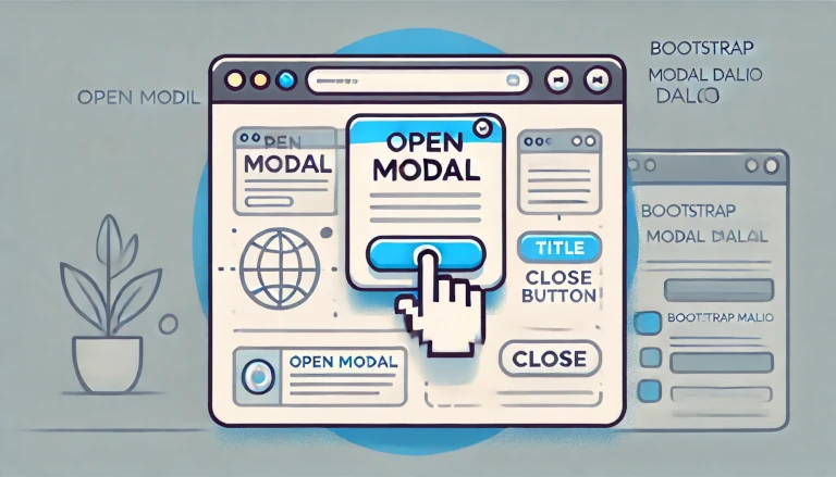 how a button triggers a Bootstrap modal dialog in an HTML webpage.