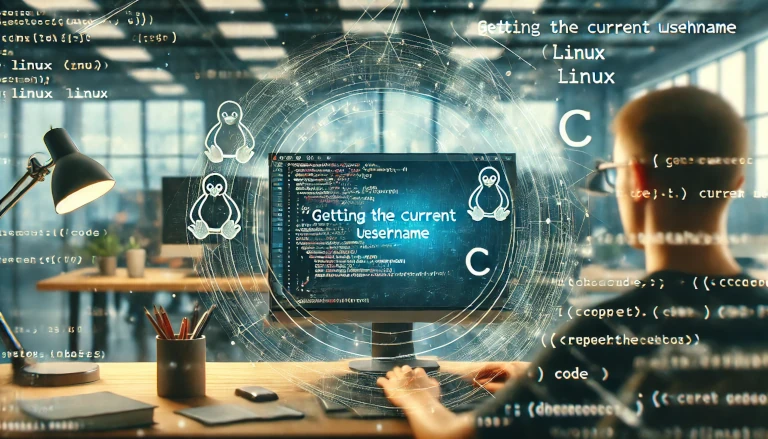 retrieving the current username in Linux using C programming.