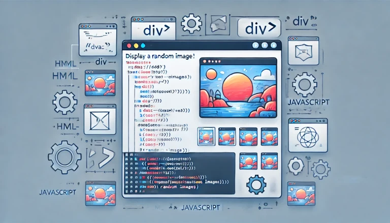 displaying random images on a webpage using HTML and JavaScript.
