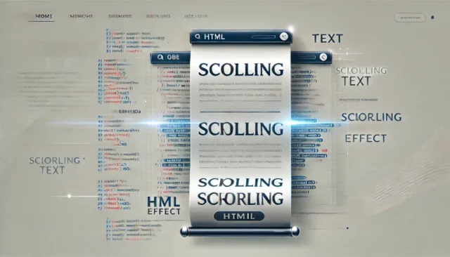 website layout with scrolling text using a marquee effect.